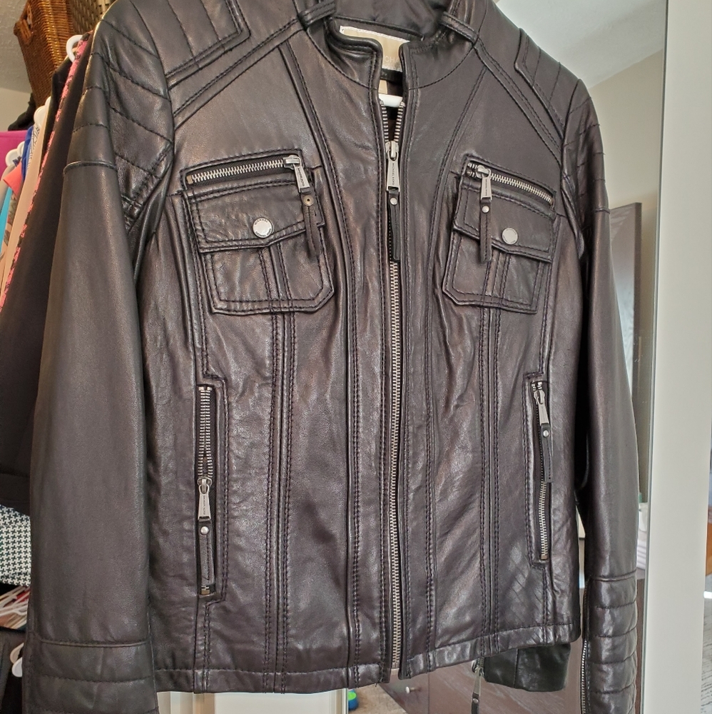 Michael Kors Genuine Leather Moto Jacket